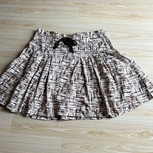 VTG Old Navy Brown Abstract Print Pleated Mini Skirt- Size 16